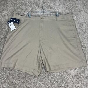 Chaps Shorts Mens 48 Big & Tall Hudson Washed‎ Twill Chino Flat Front NEW